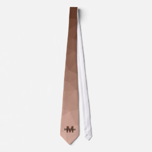 Mocha Brown geometrisches Maschenmuster Monogram Krawatte
