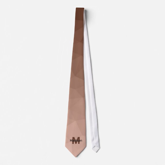 Mocha Brown geometrisches Maschenmuster Monogram Krawatte (Vorderseite)
