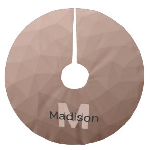 Mocha Brown geometrisches Maschenmuster Monogram Polyester Weihnachtsbaumdecke