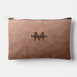Mocha Brown geometrisches Maschenmuster Monogram Zubehörtasche