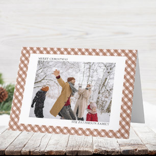 Mocha Brown Gingham Horizontal 2 Foto Weihnachten