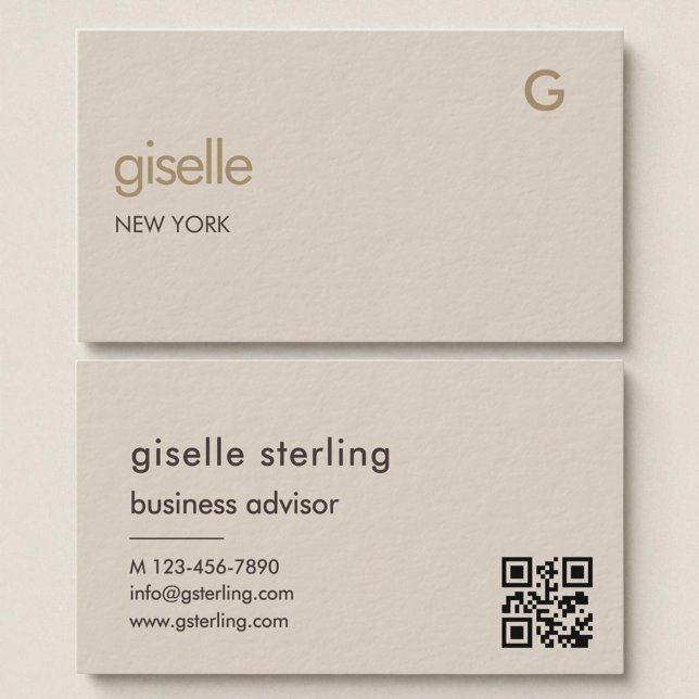 Mocha Brown Gold QR Code Minimalistisch Monogram Visitenkarte (Von Creator hochgeladen)