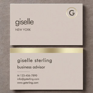 Mocha Brown Luxus Imitats Gold Foil Monogram Visitenkarte