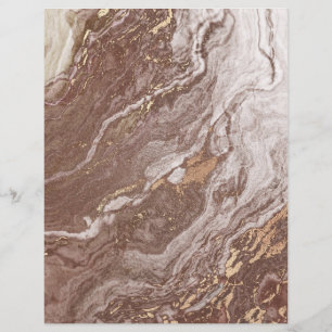 Mocha Brown Marble Gold 2 Sided Scrapbook Paper