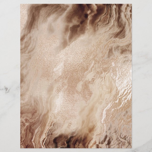 Mocha Brown Marble Gold 2 Sided Scrapbook Paper (Vorderseite)