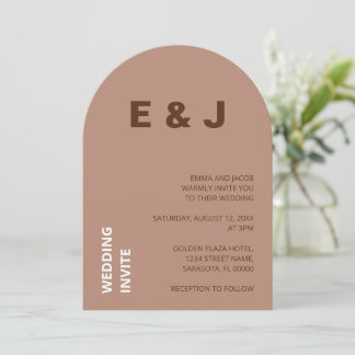 Mocha Brown Modern Wedding Einladung