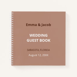 Mocha Brown Modern Wedding Guest Book Notizbuch