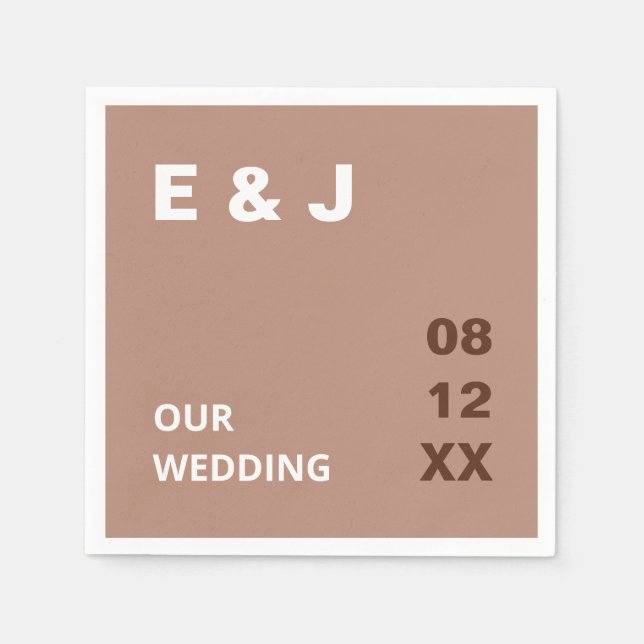 Mocha Brown Modern Wedding Napkins Serviette (Vorderseite)