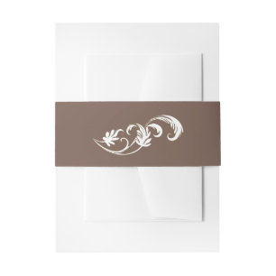 Mocha Brown Mousse mit Vintagem Rokoko Geblüht Einladungsbanderole