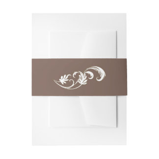 Mocha Brown Mousse mit Vintagem Rokoko Geblüht Einladungsbanderole