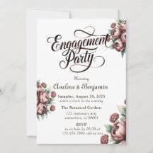 Mocha Brown Painted Peony Engagement Party