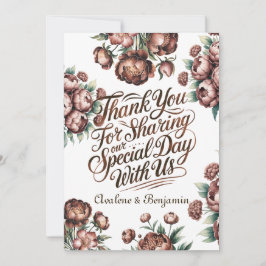 Mocha Brown Painted Peony Wedding Danke Cards Einladung