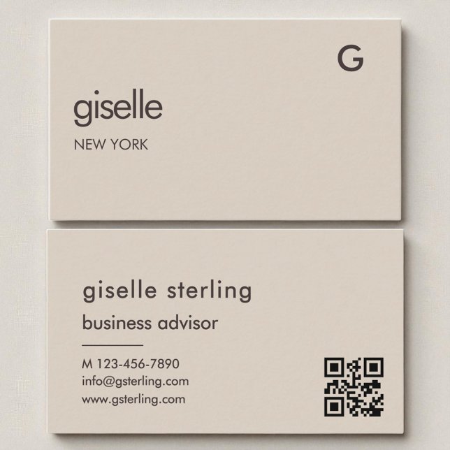 Mocha Brown QR-Code Minimalistisch Monogramm Visitenkarte (Von Creator hochgeladen)