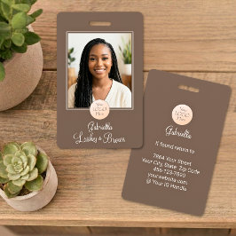 Mocha Brown Script Logo Photo Lashes and Brows Ausweis