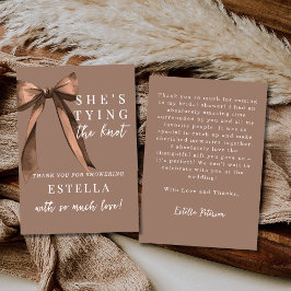 Mocha Brown Sie heiratet - Bogen-Junggesellinnenab Dankeskarte