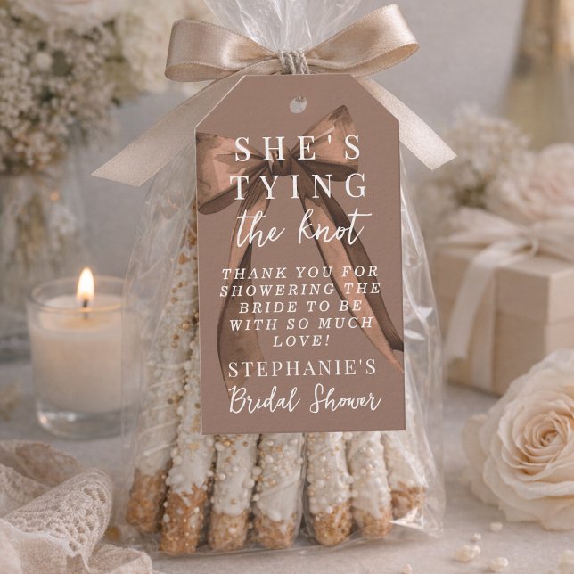 Mocha Brown Sie heiratet Bow-Brautparty Geschenkanhänger (Von Creator hochgeladen)