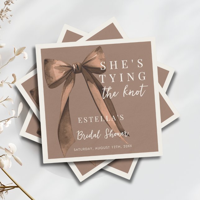 Mocha Brown Sie heiratet - Bow Brautparty Serviette (Von Creator hochgeladen)