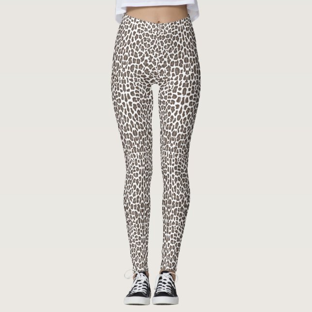 Mocha Brown Soft Animal Print Women's Leggings (Vorderseite)