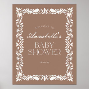 Mocha Brown Talavera Fiesta Baby Dusche Willkommen Poster