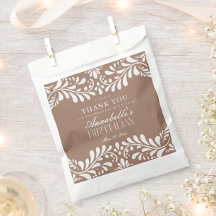 Mocha Brown Talavera Fiesta Birthday Dessert Geschenktütchen