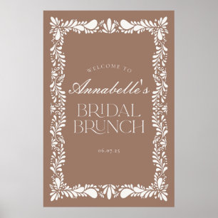 Mocha Brown Talavera Fiesta Bridal Brunch Willkomm Poster