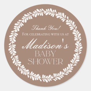 Mocha Brown Talavera Spanish Fiesta Baby Shower Runder Aufkleber