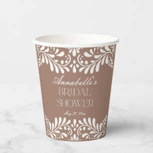 Mocha Brown Talavera Spanish Fiesta Brautparty Pappbecher