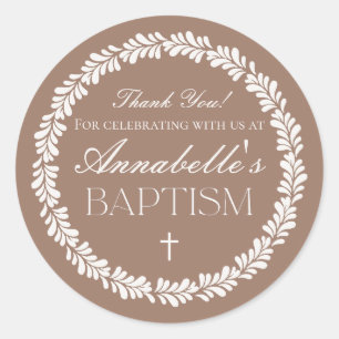 Mocha Brown Talavera Spanish Fiesta Taufe Gefallen Runder Aufkleber