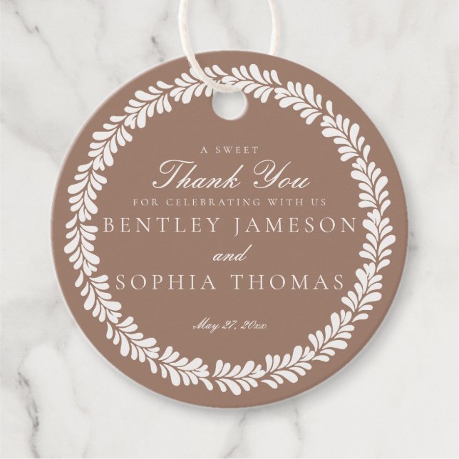 Mocha Brown Talavera Spanish Fiesta Wedding Circle Geschenkanhänger (Vorderseite)