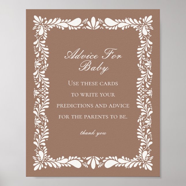 Mocha Brown Talavera Tile Advice for Baby Game Poster (Vorne)