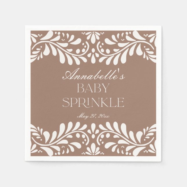Mocha Brown Talavera Tile Fiesta Baby Sprinkle Serviette (Vorderseite)