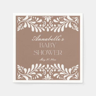 Mocha Brown Talavera Tile Fiesta Babydusche Serviette