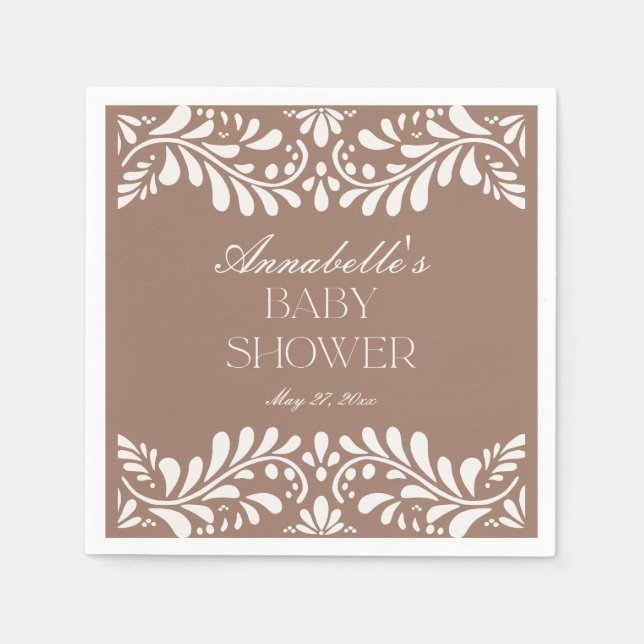 Mocha Brown Talavera Tile Fiesta Babydusche Serviette (Vorderseite)