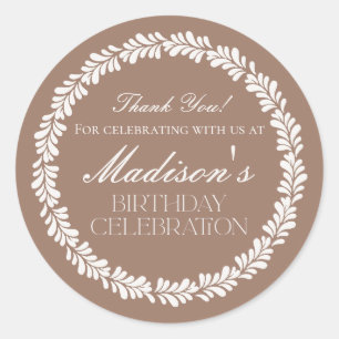 Mocha Brown Talavera Tile Fiesta Birthday Gevor Runder Aufkleber