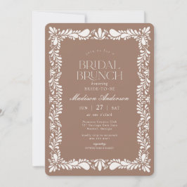 Mocha Brown Talavera Tile Fiesta Bridal Brunch Einladung