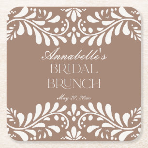 Mocha Brown Talavera Tile Fiesta Bridal Brunch Rechteckiger Pappuntersetzer