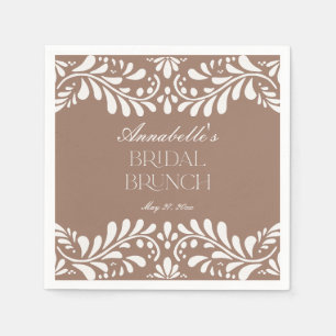 Mocha Brown Talavera Tile Fiesta Bridal Brunch Serviette