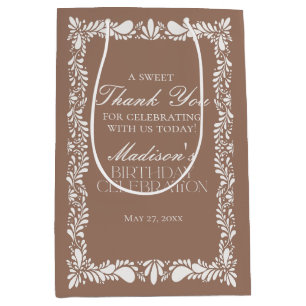 Mocha Brown Talavera Tile Fiesta Geburtstagsfavori Mittlere Geschenktüte