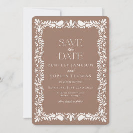 Mocha Brown Talavera Tile Fiesta Save the Date Einladung