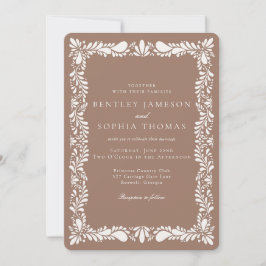 Mocha Brown Talavera Tile Fiesta Wedding Einladung