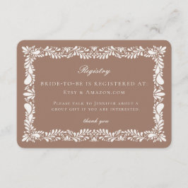 Mocha Brown Talavera Tile Registry Card Einlegen Begleitkarte