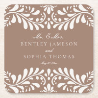 Mocha Brown Talavera Tile Spanish Fiesta Wedding