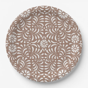 Mocha Brown Talavera Tile Spanish Style Fiesta Pappteller