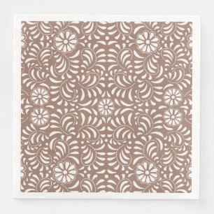 Mocha Brown Talavera Tile Spanish Style Fiesta Serviette