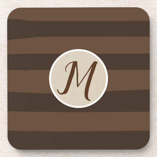 Mocha Brown Whimsical Funky Stripes Moderner Chic Getränkeuntersetzer (Vorderseite)