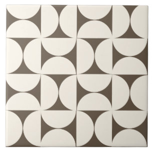 Mocha BrownModern Geometric Semi Circles Tile Fliese