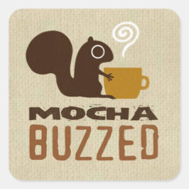 Mocha Buzzed Niedlich Squirrel Funny Animal Lover' Quadratischer Aufkleber