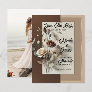 Mocha Café Au Lait Braun Neutrales Florales Save D Einladung