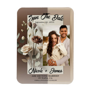 Mocha Café au Lait Braun Neutrales Florales Save D Magnet