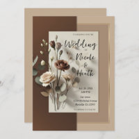 Mocha Café Au Lait Brown Neutral Floral Wedding